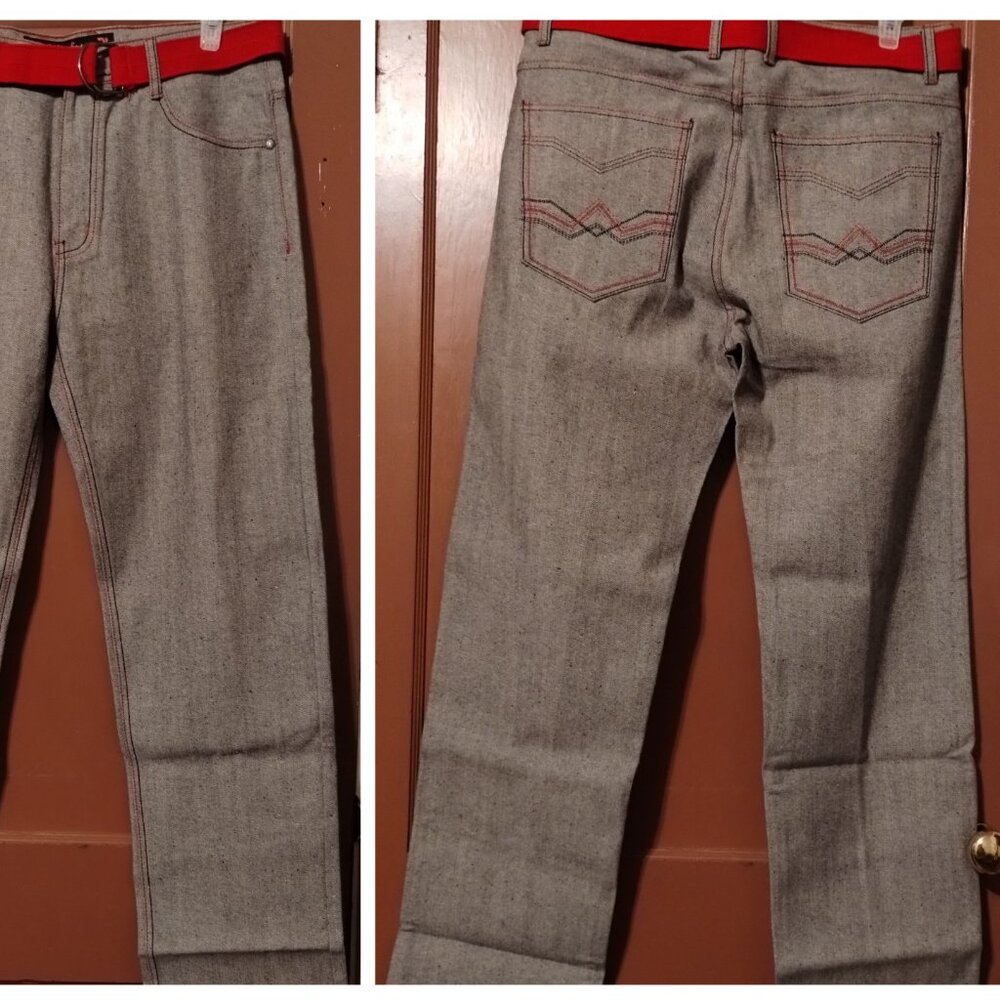Men's Blac Lacquer black/gray Jeans 36X33-BAGGY SKATER HIP HOP-BELTED